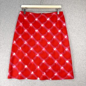 Tahari Skirt Womens 10 Red and White Geometric A Line Wool Office Retro Colorful